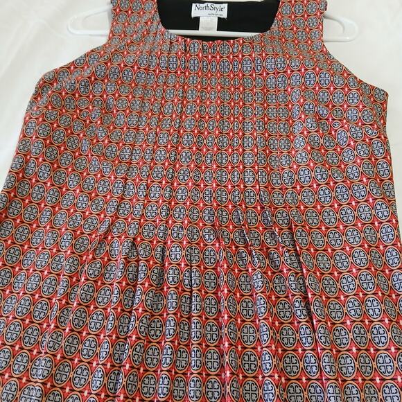 Northstyle Red & Black Size 6 A-Line Dress pleated gathered bust sleeveless - Picture 3 of 10